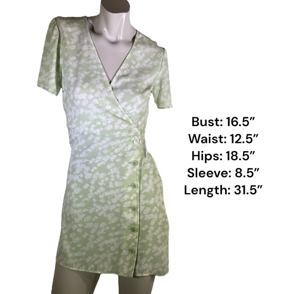 💐 Leith Mint Green Floral Mini Dress Size XS - Picture 3 of 7